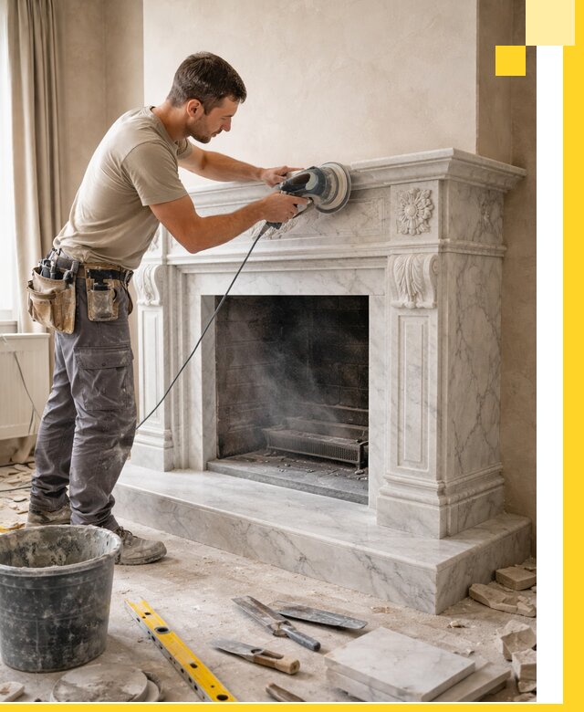 Изготовление и установка мраморных каминов в Кургане под ключ