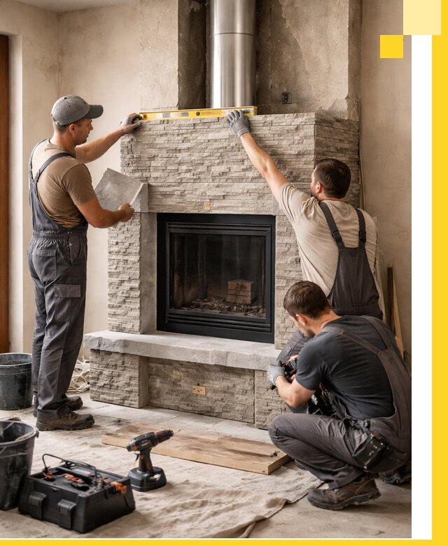 Профессиональный монтаж каминов под ключ в Кургане для дома