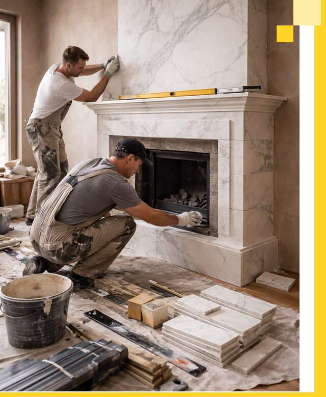 Отделка каминов в Кургане качественные облицовочные работы