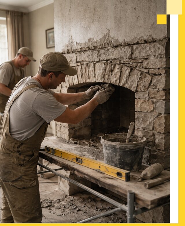 Изготовление каминов под ключ в Кургане, монтаж и отделка