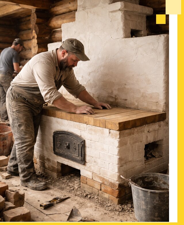 Проектирование и установка русской печи с лежанкой в Кургане