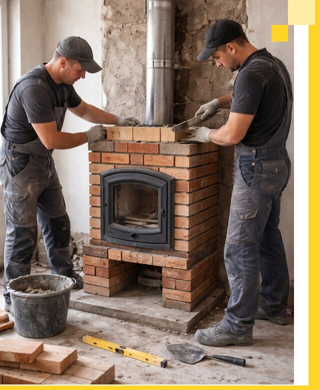 Монтаж печи камина под ключ в Кургане с гарантией и пусконаладкой