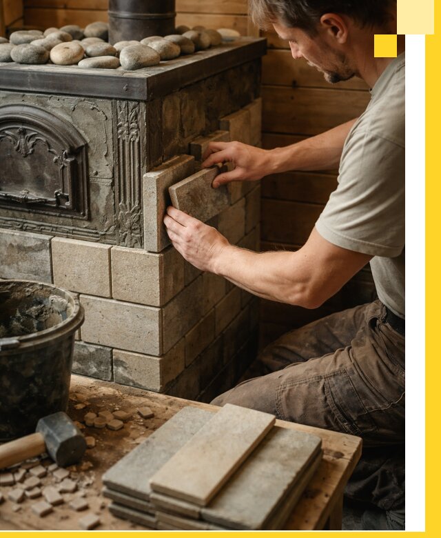 Облицовка банных печей в Кургане профессиональная отделка