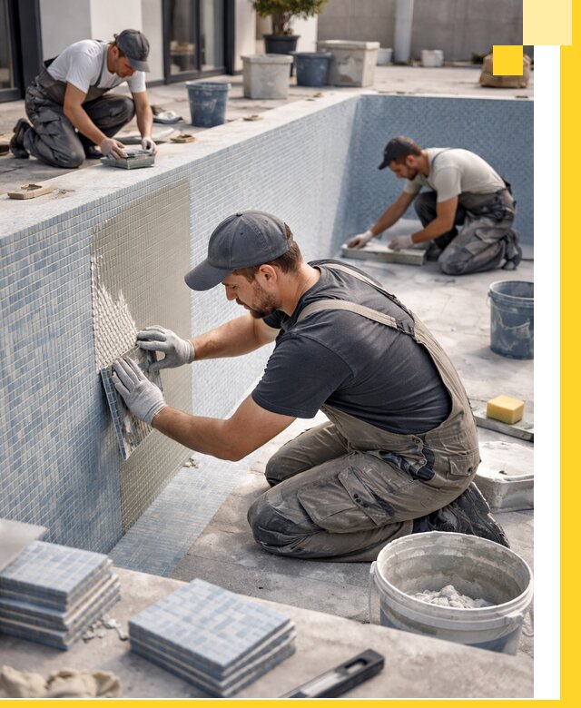 Облицовка бассейнов в Кургане плитка мозаика гидроизоляция