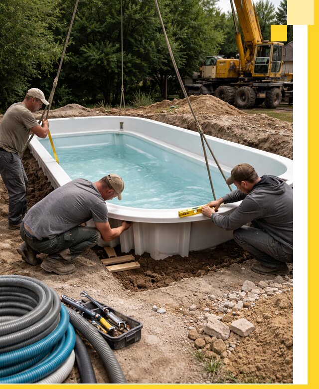 Установка и монтаж композитных бассейнов под ключ в Кургане