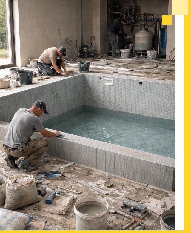 Строительство и монтаж бассейнов в помещении в Кургане