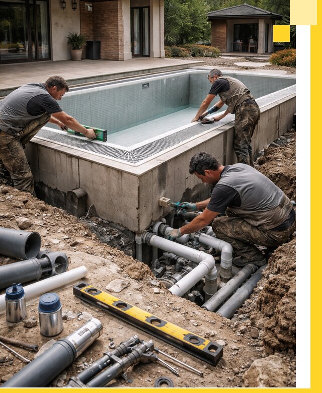 Строительство переливных бассейнов в Кургане под ключ