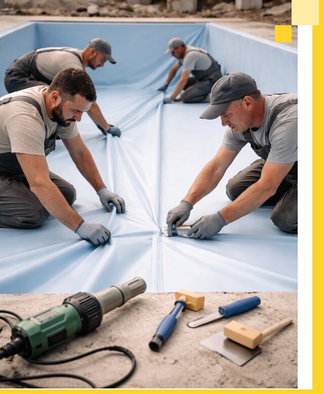 ПВХ пленка для бассейнов с монтажом и гарантией в Кургане