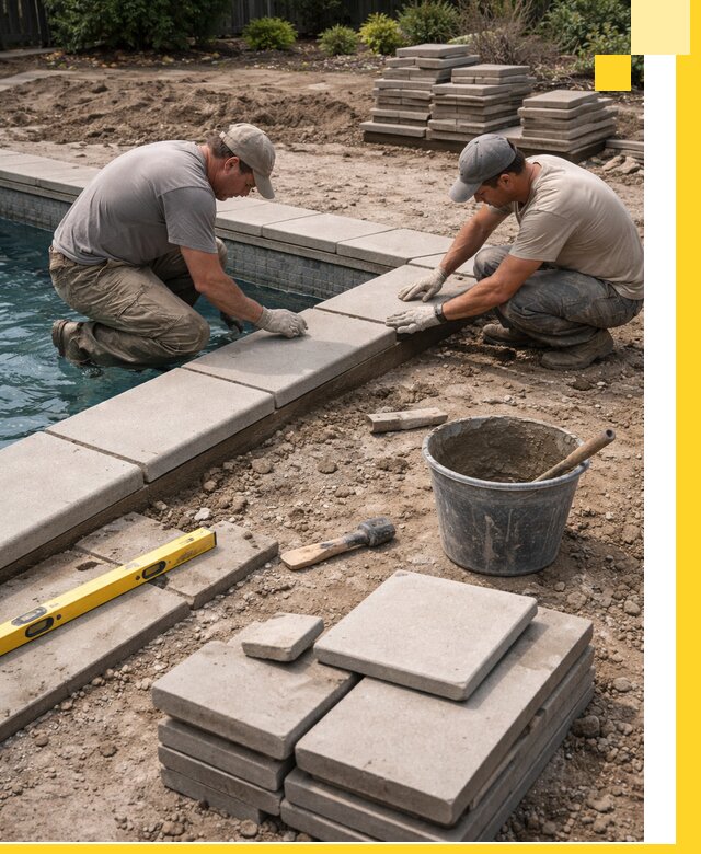 Установка и изготовление копингового камня для бассейнов в Кургане