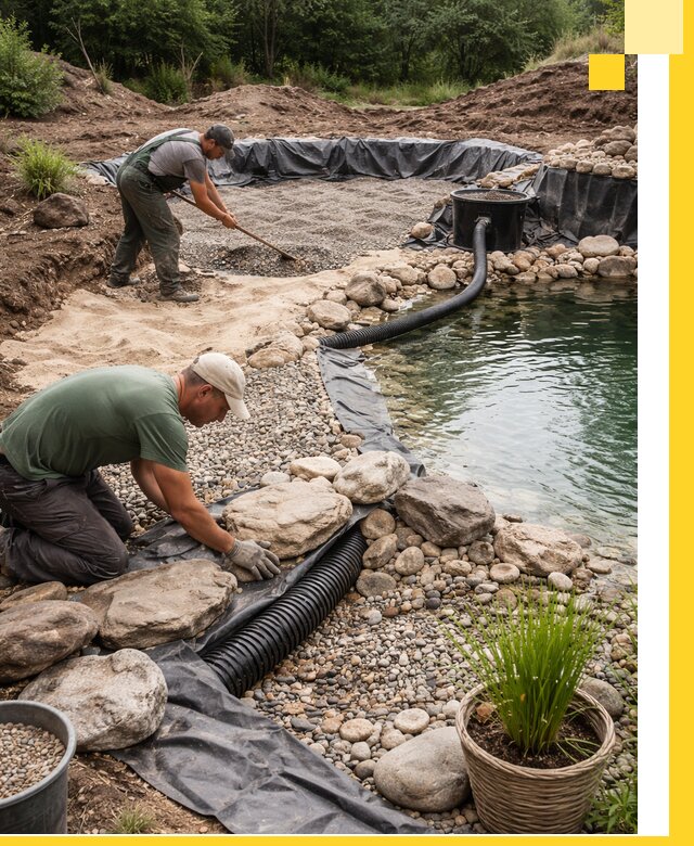 Строительство природных бассейнов и озер в Кургане под ключ