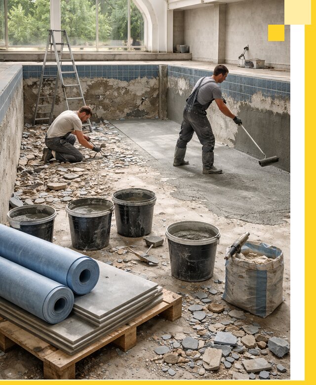 Реконструкция бассейнов в Кургане: ремонт, гидроизоляция