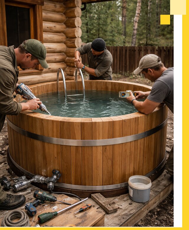 Строительство бань с купелью под ключ и отделкой в Кургане