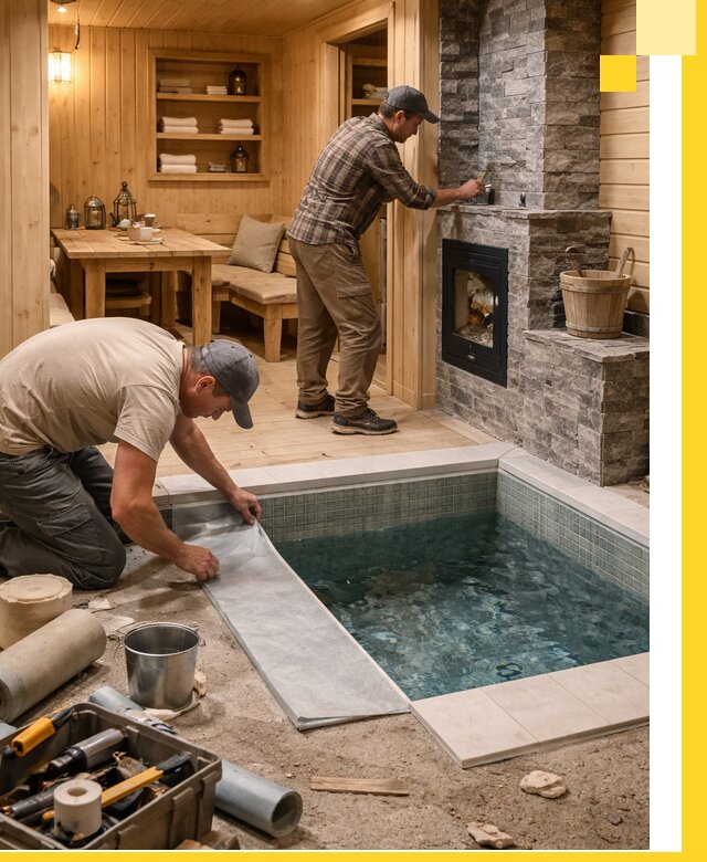 Строительство бань с комнатой отдыха под ключ в Кургане