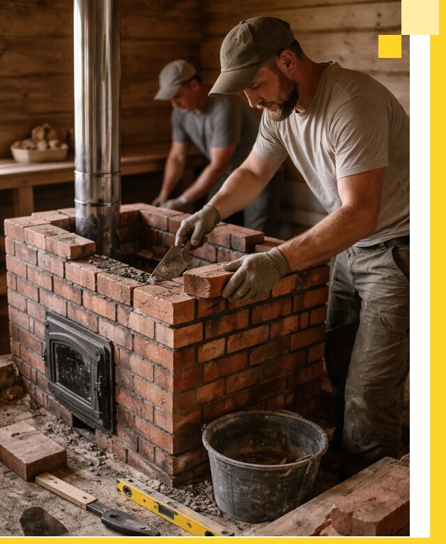 Кирпичные печи для бани под ключ в Кургане, проект и монтаж