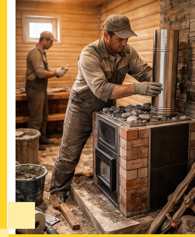 Монтаж печи в бане под ключ в Кургане от 20618 р. | ЭриданКрг