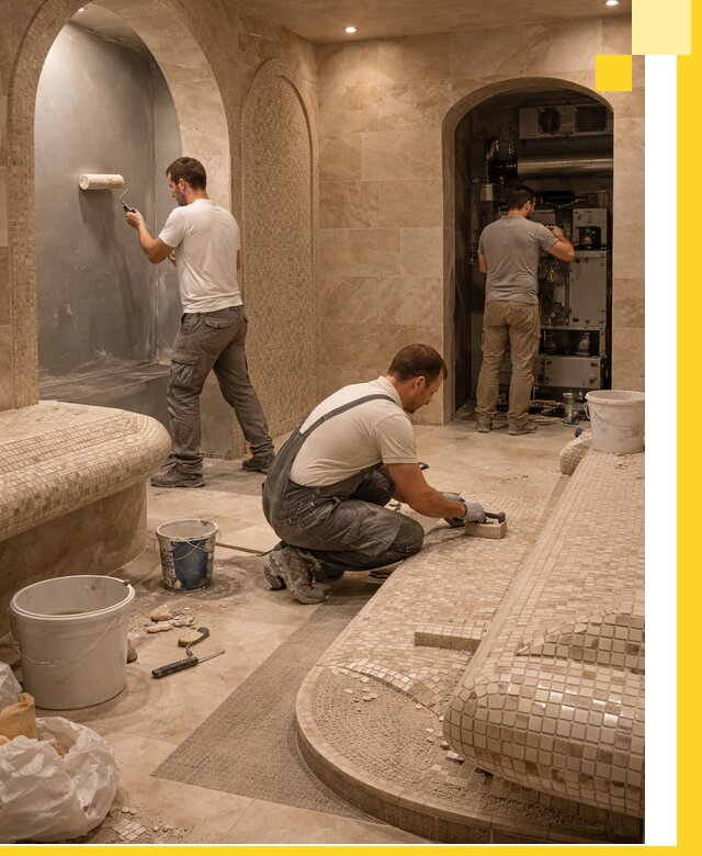 Строительство бани с хамамом и бассейном под ключ в Кургане