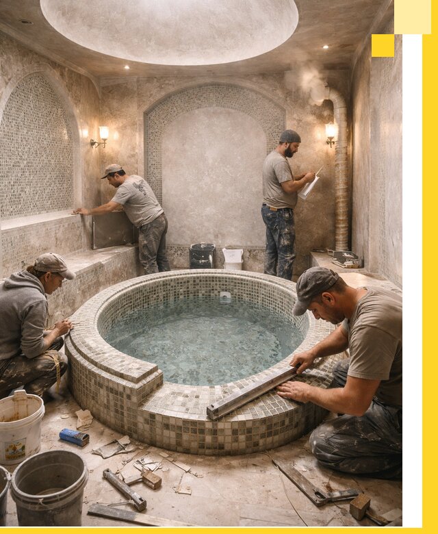 Профессиональное строительство хамама с бассейном в Кургане под ключ